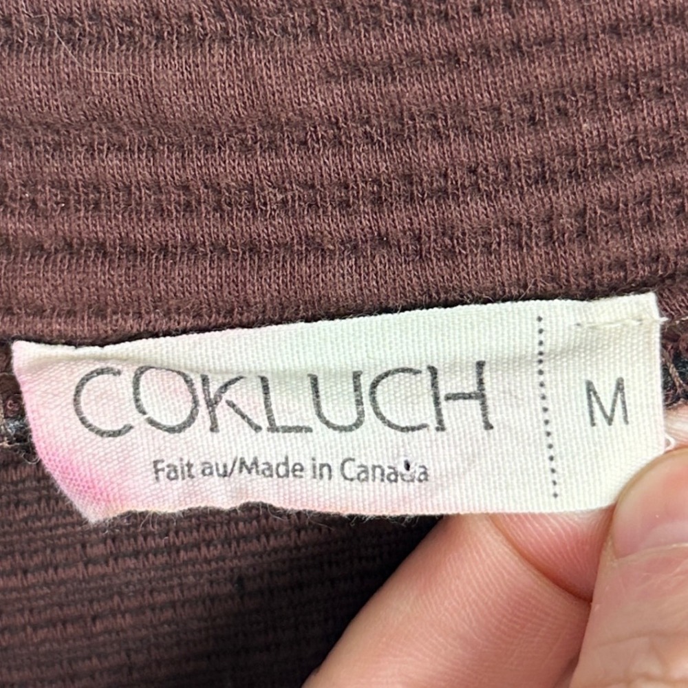 Cokluch Canada Brown Ribbed Turtleneck Sweater Dress Womens Sz Medium Boho Cowl - Picture 5 of 16